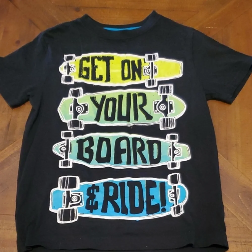 Gymboree Black Tee with Skateboard Graphic